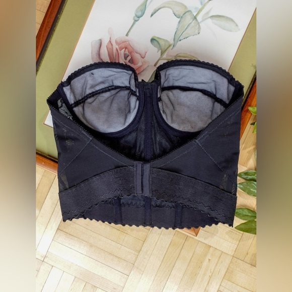 Vintage tuxedo black lace longline bustier bra top - Picture 4 of 9